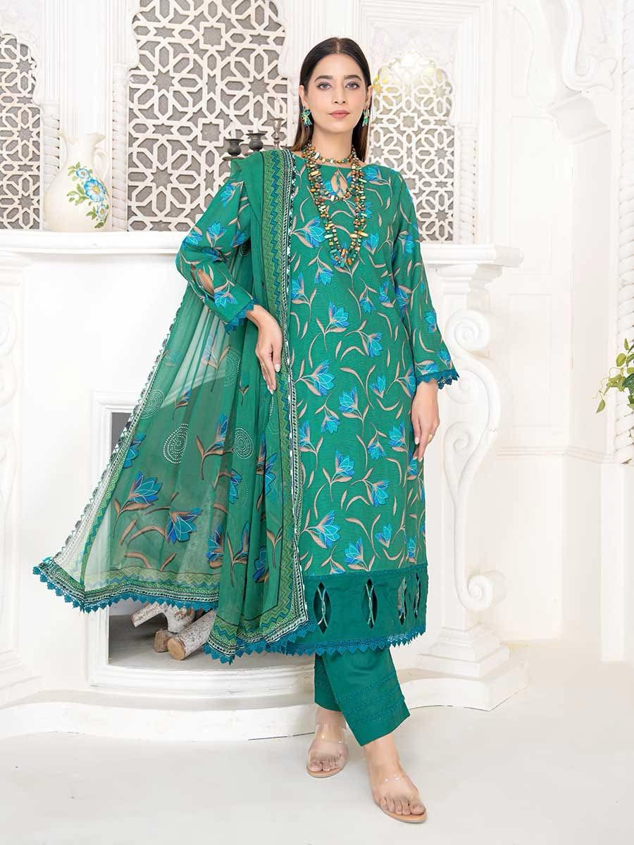 3- Piece Printer Lawn with Bamber Shafoon Dupatta